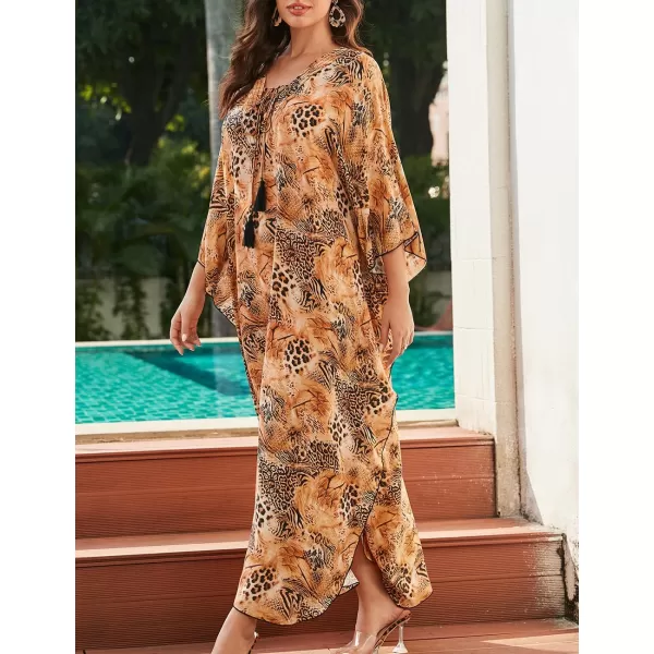 Bsubseach Womens Caftan Print Kaftan Dresses for Women Bohemia Swimsuit Cover Up Casual Resort Wear