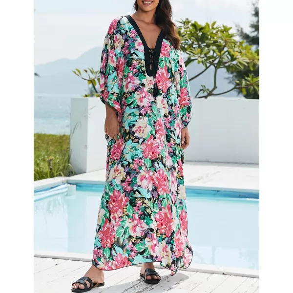 Bsubseach Womens Caftan Print Kaftan Dresses for Women Bohemia Swimsuit Cover Up Casual Resort Wear