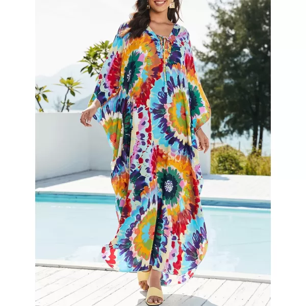 Bsubseach Womens Caftan Print Kaftan Dresses for Women Bohemia Swimsuit Cover Up Casual Resort Wear