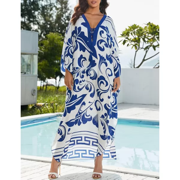 Bsubseach Womens Caftan Print Kaftan Dresses for Women Bohemia Swimsuit Cover Up Casual Resort Wear