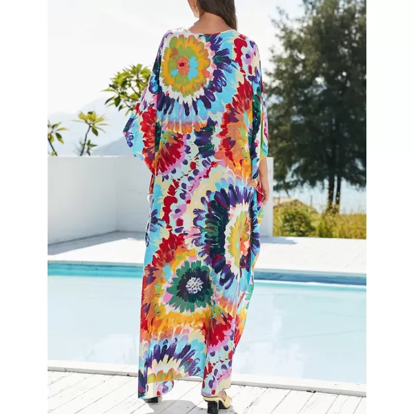 Bsubseach Womens Caftan Print Kaftan Dresses for Women Bohemia Swimsuit Cover Up Casual Resort Wear