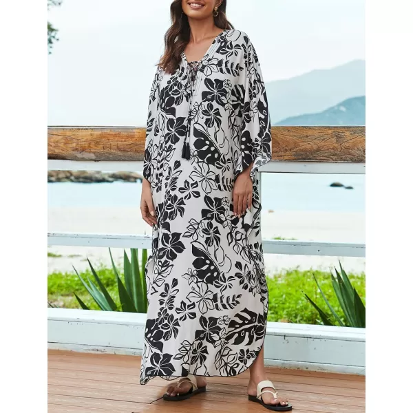 Bsubseach Womens Caftan Print Kaftan Dresses for Women Bohemia Swimsuit Cover Up Casual Resort Wear