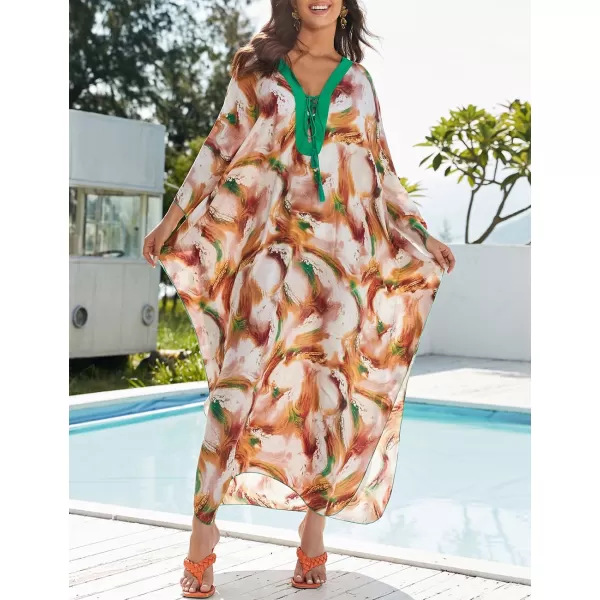 Bsubseach Womens Caftan Print Kaftan Dresses for Women Bohemia Swimsuit Cover Up Casual Resort Wear