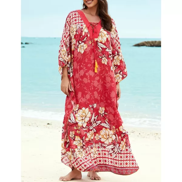 Bsubseach Womens Caftan Print Kaftan Dresses for Women Bohemia Swimsuit Cover Up Casual Resort Wear