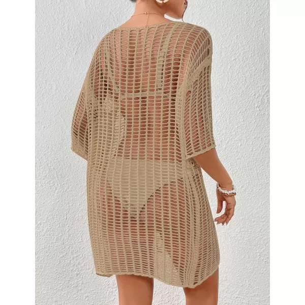 Bsubseach Womens Crochet Cover Up Hollow Out Knitted Beach Swimwear Cover Ups Dress