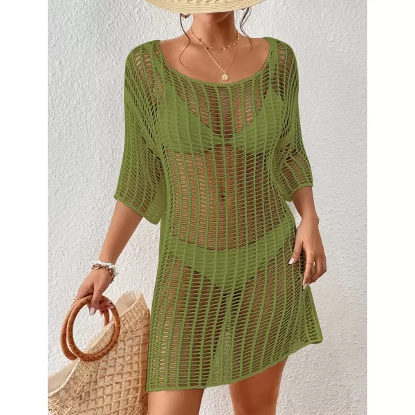Bsubseach Womens Crochet Cover Up Hollow Out Knitted Beach Swimwear Cover Ups Dress