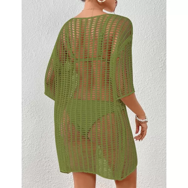 Bsubseach Womens Crochet Cover Up Hollow Out Knitted Beach Swimwear Cover Ups Dress