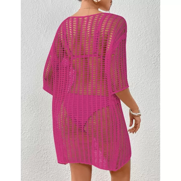 Bsubseach Womens Crochet Cover Up Hollow Out Knitted Beach Swimwear Cover Ups Dress