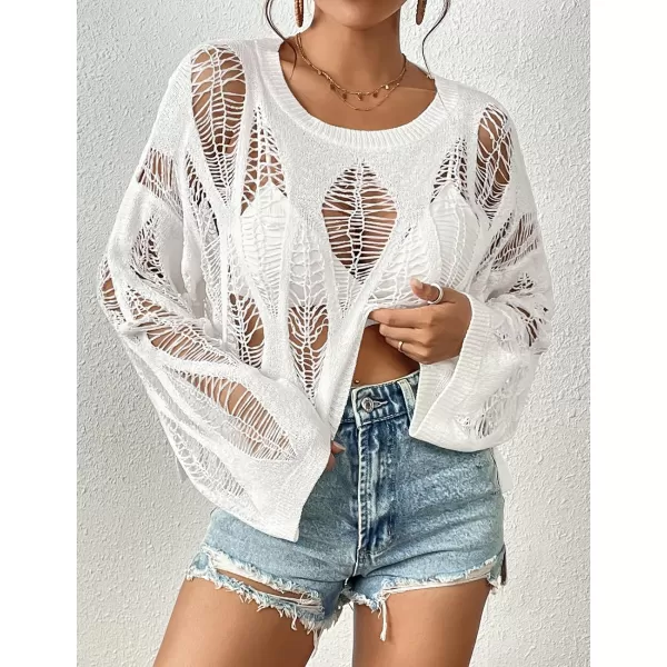 Bsubseach Womens Crochet Crop Top Bell Long Sleeve Beach Swimsuit Cover Up Hollow Out Knit Summer Outfits