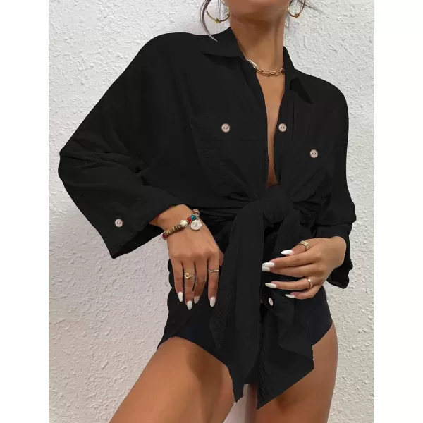 Bsubseach Womens Modern Swimsuit Cover Up Blouse Button Down Shirt Dresses Tops