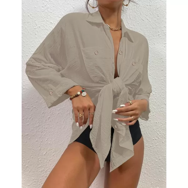 Bsubseach Womens Modern Swimsuit Cover Up Blouse Button Down Shirt Dresses Tops