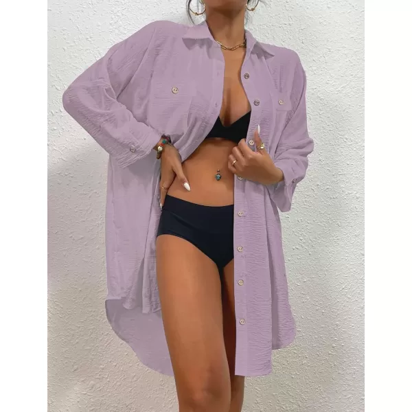 Bsubseach Womens Modern Swimsuit Cover Up Blouse Button Down Shirt Dresses Tops