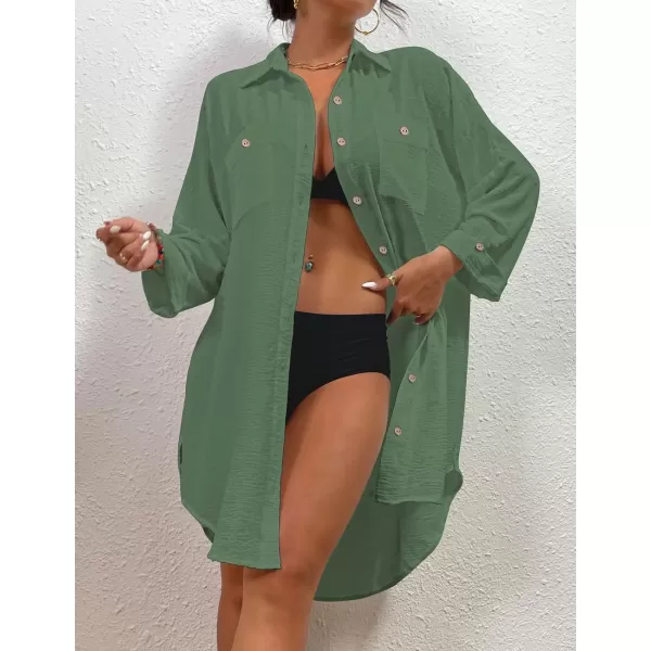 Bsubseach Womens Modern Swimsuit Cover Up Blouse Button Down Shirt Dresses Tops
