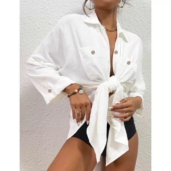 Bsubseach Womens Modern Swimsuit Cover Up Blouse Button Down Shirt Dresses Tops