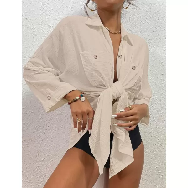 Bsubseach Womens Modern Swimsuit Cover Up Blouse Button Down Shirt Dresses Tops