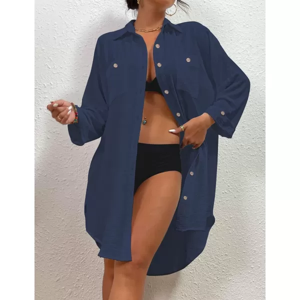 Bsubseach Womens Modern Swimsuit Cover Up Blouse Button Down Shirt Dresses Tops