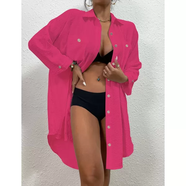 Bsubseach Womens Modern Swimsuit Cover Up Blouse Button Down Shirt Dresses Tops