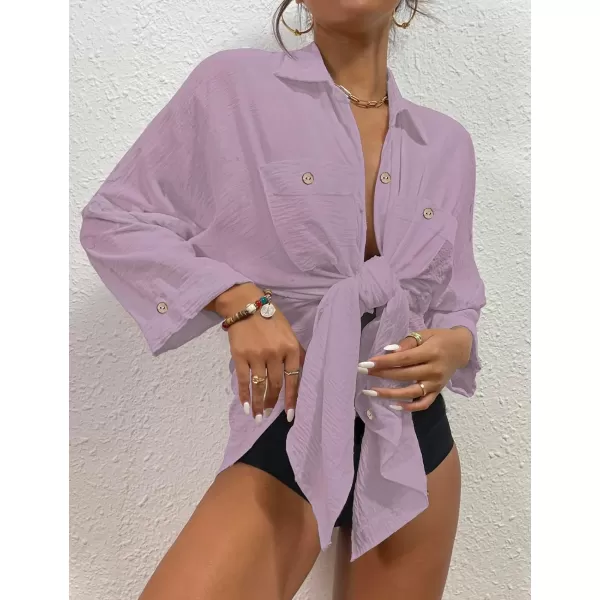 Bsubseach Womens Modern Swimsuit Cover Up Blouse Button Down Shirt Dresses Tops