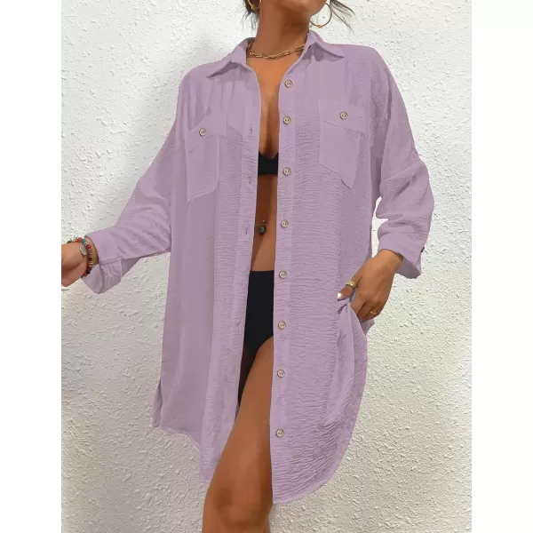 Bsubseach Womens Modern Swimsuit Cover Up Blouse Button Down Shirt Dresses Tops