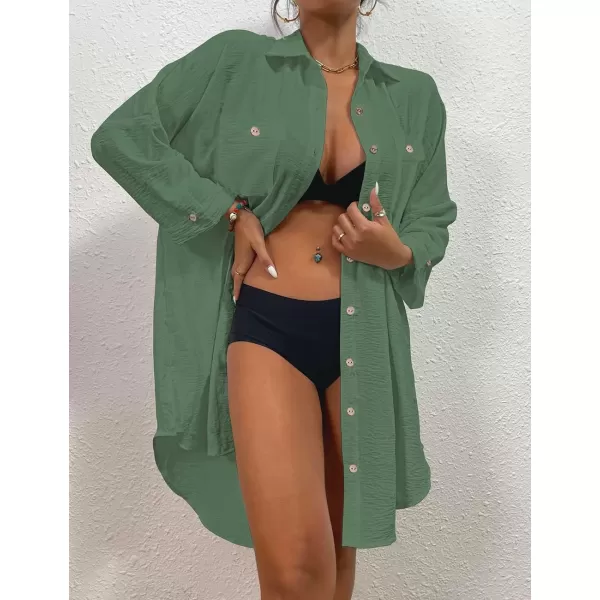 Bsubseach Womens Modern Swimsuit Cover Up Blouse Button Down Shirt Dresses Tops