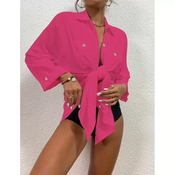 Bsubseach Womens Modern Swimsuit Cover Up Blouse Button Down Shirt Dresses Tops
