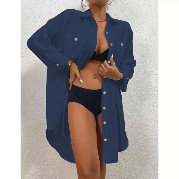 Bsubseach Womens Modern Swimsuit Cover Up Blouse Button Down Shirt Dresses Tops