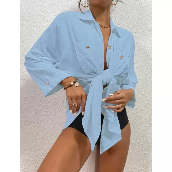 Bsubseach Womens Modern Swimsuit Cover Up Blouse Button Down Shirt Dresses Tops