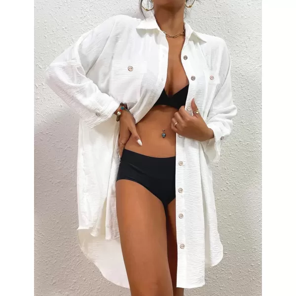 Bsubseach Womens Modern Swimsuit Cover Up Blouse Button Down Shirt Dresses Tops