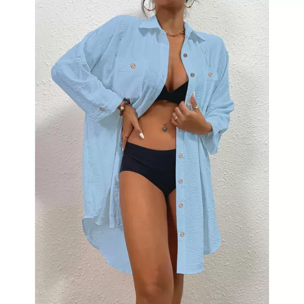 Bsubseach Womens Modern Swimsuit Cover Up Blouse Button Down Shirt Dresses Tops