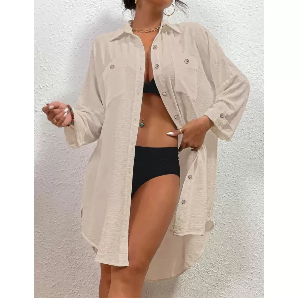 Bsubseach Womens Modern Swimsuit Cover Up Blouse Button Down Shirt Dresses Tops