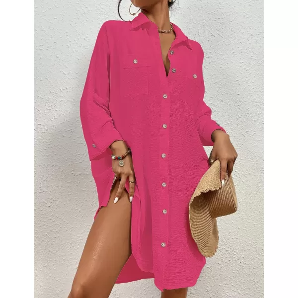 Bsubseach Womens Modern Swimsuit Cover Up Blouse Button Down Shirt Dresses Tops