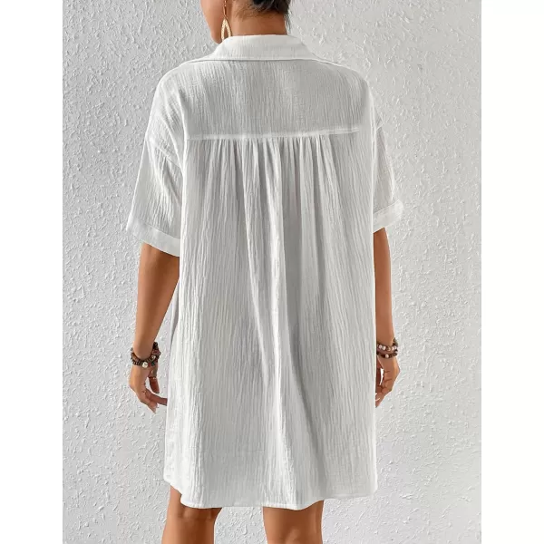 Bsubseach Women's Swimwear Cover Ups Short Sleeve Bathing Suit Cover Up Button Down Blouse