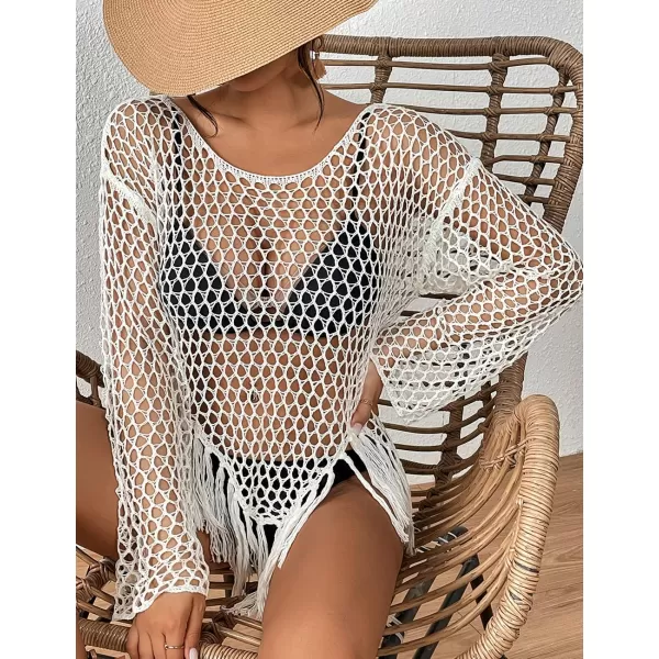 Bsubseach Women's Swimwear Cover Ups White Swimsuit Coverup Black Crochet Top