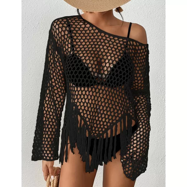 Bsubseach Women's Swimwear Cover Ups White Swimsuit Coverup Black Crochet Top