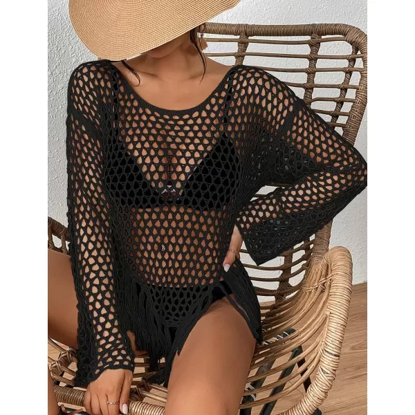 Bsubseach Women's Swimwear Cover Ups White Swimsuit Coverup Black Crochet Top