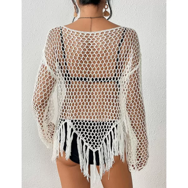 Bsubseach Women's Swimwear Cover Ups White Swimsuit Coverup Black Crochet Top