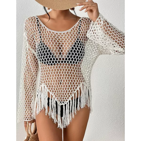 Bsubseach Women's Swimwear Cover Ups White Swimsuit Coverup Black Crochet Top