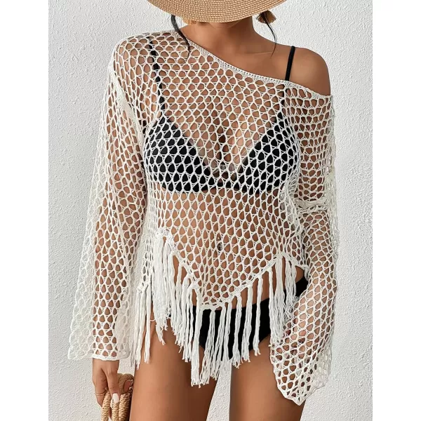 Bsubseach Women's Swimwear Cover Ups White Swimsuit Coverup Black Crochet Top