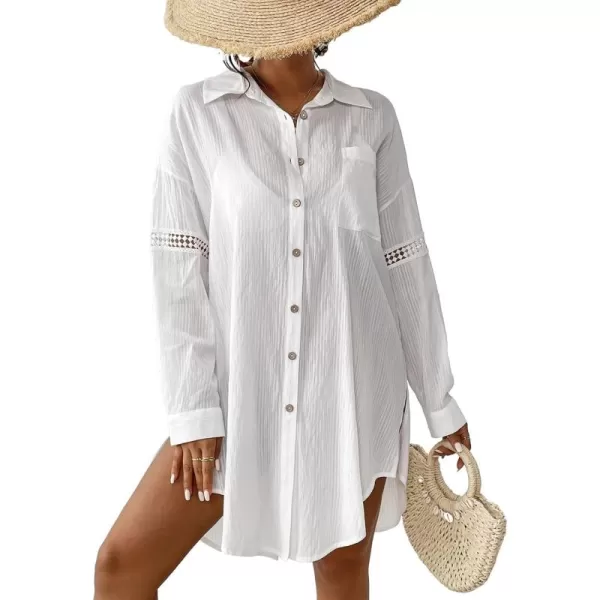 Bsubseach Beach Shirt Blouses Women Turn Down Collar Bathing Suit Cover Ups