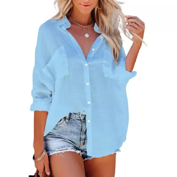 Bsubseach Button Down Shirt Cover Up Bathing Suit Coverups for Women Summer Casual Blouse