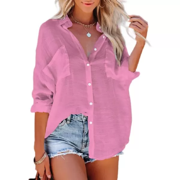 Bsubseach Button Down Shirt Cover Up Bathing Suit Coverups for Women Summer Casual Blouse