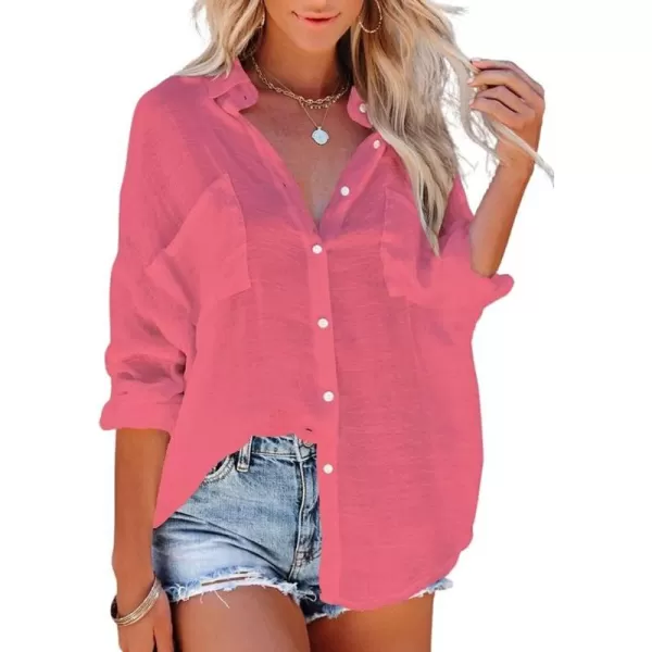 Bsubseach Button Down Shirt Cover Up Bathing Suit Coverups for Women Summer Casual Blouse
