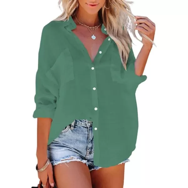 Bsubseach Button Down Shirt Cover Up Bathing Suit Coverups for Women Summer Casual Blouse