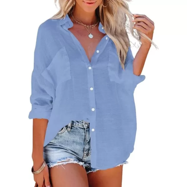 Bsubseach Button Down Shirt Cover Up Bathing Suit Coverups for Women Summer Casual Blouse