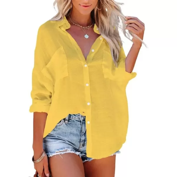 Bsubseach Button Down Shirt Cover Up Bathing Suit Coverups for Women Summer Casual Blouse