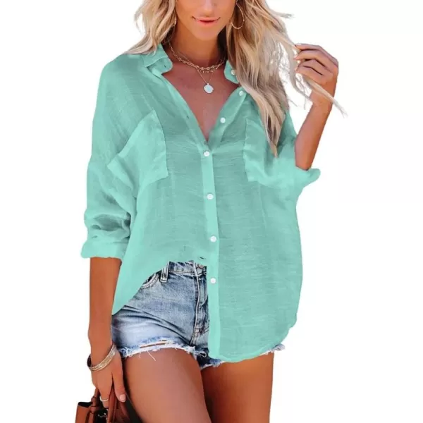 Bsubseach Button Down Shirt Cover Up Bathing Suit Coverups for Women Summer Casual Blouse