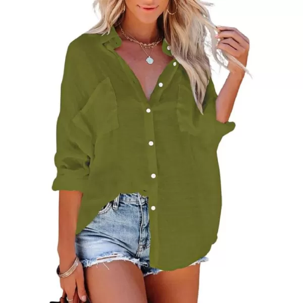 Bsubseach Button Down Shirt Cover Up Bathing Suit Coverups for Women Summer Casual Blouse