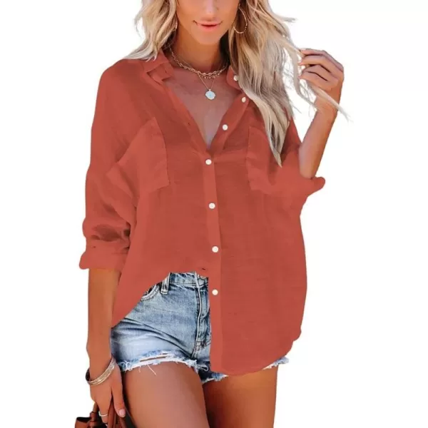 Bsubseach Button Down Shirt Cover Up Bathing Suit Coverups for Women Summer Casual Blouse