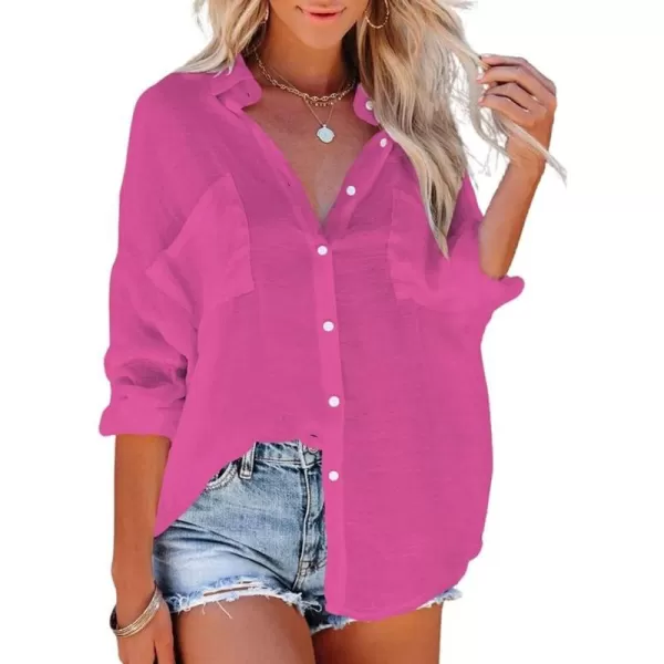 Bsubseach Button Down Shirt Cover Up Bathing Suit Coverups for Women Summer Casual Blouse