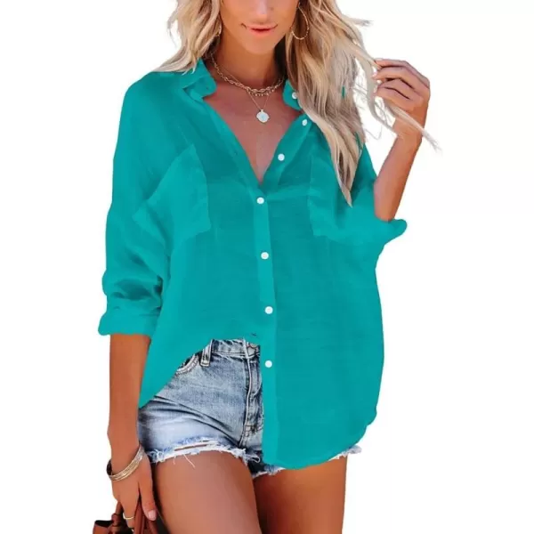Bsubseach Button Down Shirt Cover Up Bathing Suit Coverups for Women Summer Casual Blouse